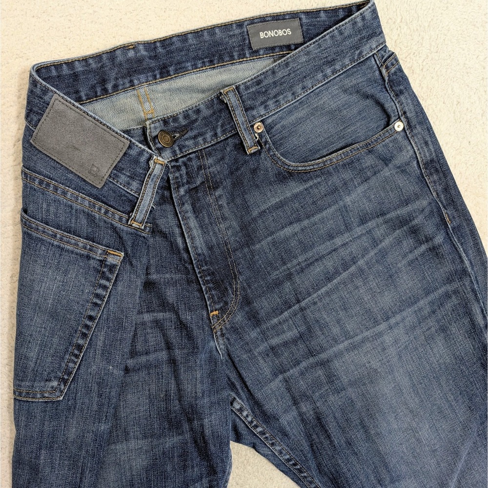 Bonobos Straight Fit Jeans Mens 36 Med Wash Blue Comfort Stretch